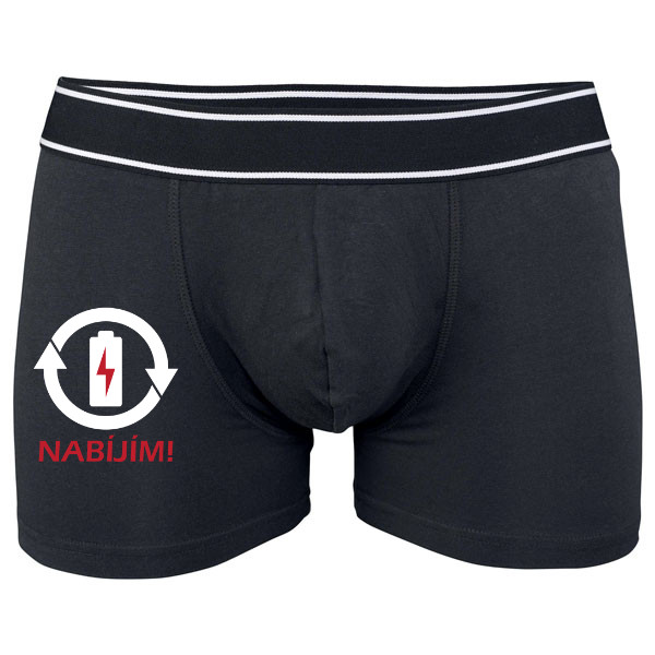 Boxerky Kariban s potlačou Nabíjím (barevné) - tmavé