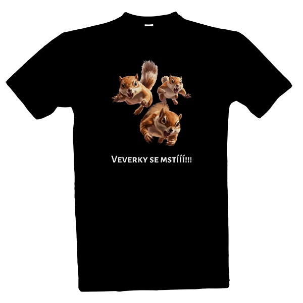 Tričko s potiskem Veverky se mstí - černé tričko
